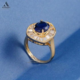 انگشتر زنانه با سنگ آبی Women Diamond Ring G02