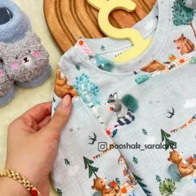 بلوز شلوار راحتی نوزاد طرح خرگوش و روباه