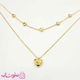 گردنبند دخترانه قلبی دو ردیفه