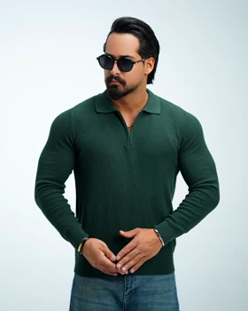 بافت یقهدار مردانه زیپدار