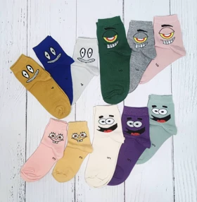 جوراب بچه گانه نیم ساق باب اسفنجی سایز 3 تا 6