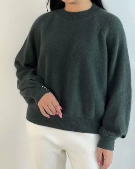 پلیور بافت موهر پنبه‌ای استین مچی کد 5487