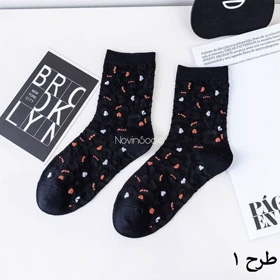 جوراب ساق‌دار گل‌گلی مشکی