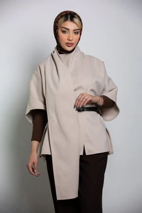 پالتو پانچ رویا با کمربند چرم