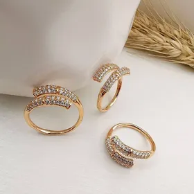 انگشتر دو ردیفه نگین‌دار ژوپینگ کد 482