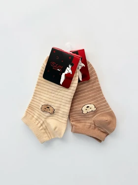 جوراب مچی نخ پنبه طرح خرس و قلب