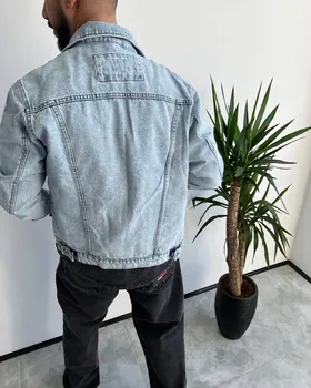 کت جین مردانه یخی ساده PULL&BEAR