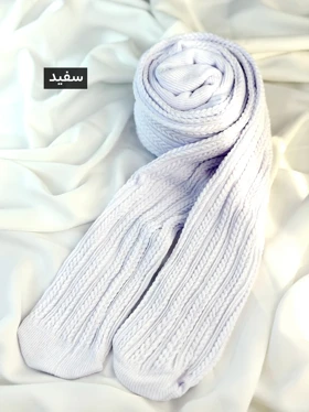 جوراب شلواری بافت گندمی طرح پنتی کد 329257 (سفید)