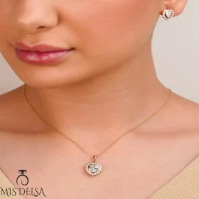 نیم ست قلب نگین ژوپینگ