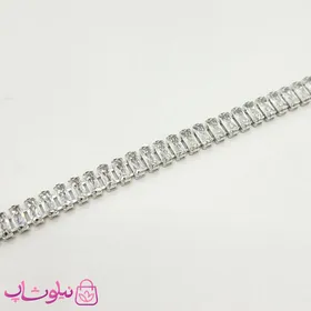 دستبند زنانه تنیسی مدل نقره ای نگین سفید