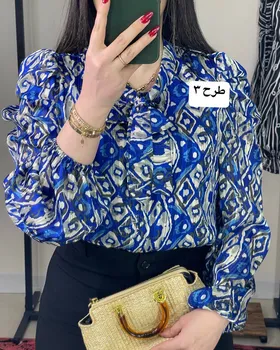 شومیز آستین پفی طرح‌دار