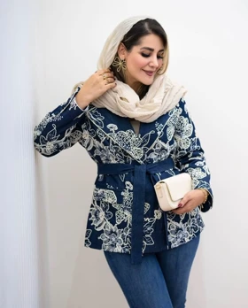 کت لینن سوزن دوزی سپید