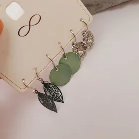 پک گوشواره سه تایی حصیری برگ و گل