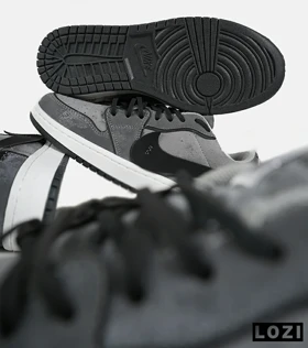 کفش کتانی مردانه و زنانه طوسی مشکی NIKE jordan 1 مدل 7181