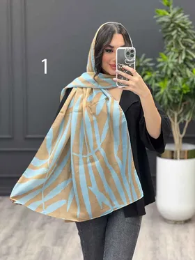 شال حریر نخ طرح دار