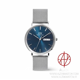 ساعت مچی مردانه دنیل ولینگتون مدل DW00100833 Classic Day Display Sterling Arctic صفحه آبی یخی با بند مش استیل