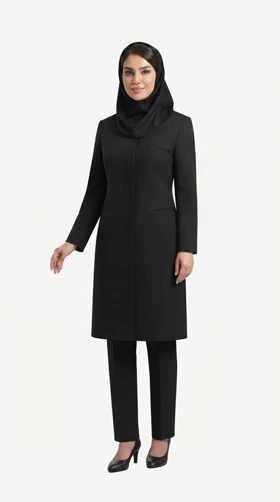 مانتو شلوار اداری کوشان ویگاس یقه گرد بانتودوزی کد 8130