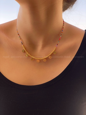 گردنبند رنگی سکه ای