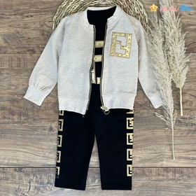 ست سویشرت و تیشرت و شلوار دخترانه FENDI سه تکه