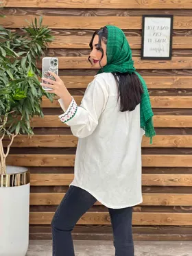 مانتو آستین چاک گلدوزی دار