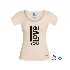 تیشرت نانو آنتی باکتریال ضدتعریق مودال زنانه کرم طرح LOVE