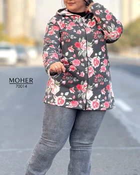 هودی زنانه سایز بزرگ طرح گلدار