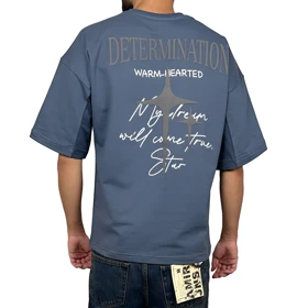 تیشرت آستین کوتاه مردانه طوسی طرح باکسی