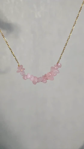 دستبند و گردنبند با سنگ رز کوارتز اصل و نقره