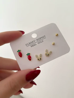 گوشواره پک سه جفتی fashion