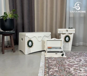 سرویس باکس خیاطی و صندوقچه 4 تکه طرح راه راه