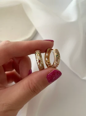 گوشواره میناکاری کرم ysx