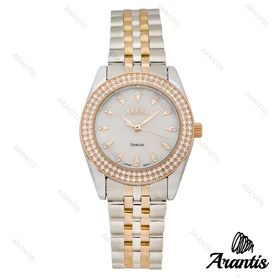 ساعت الکسا 2005z زنانه رزگلدنقره ای صفحه صدفی دورنگین w-10125