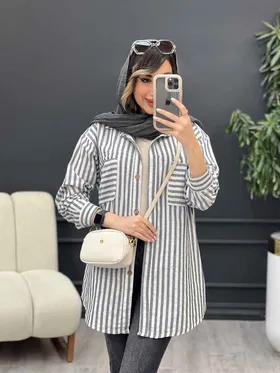مانتو راه راه دو جیب بیتا