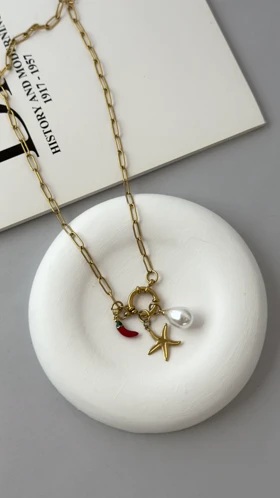 گردنبند فلفل و مروارید بزرگ