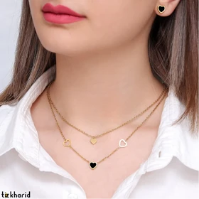 نیم ست استیل طلایی قلب