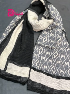 شال پلیسه مشکی سفید وارداتی