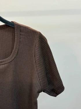 تیشرت کشبافت آستین کوتاه 515 (قهوه ای)