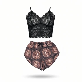 ست نیمتنه گیپور و شلوارک طرح ونوس 005