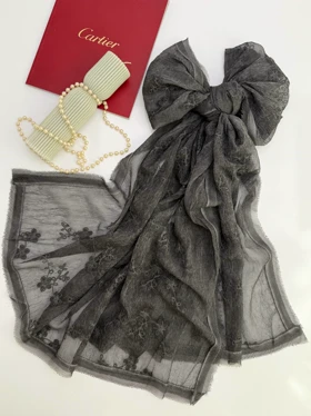 شال نخی گل‌دار 20681 (مشکی)