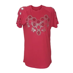 تیشرت زنانه مجلسی ویسکوز نگین‌دار لیزری