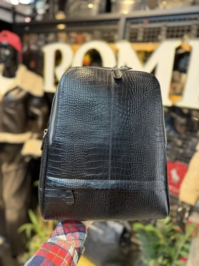 کوله چرم طبیعی داریا مشکی کروکدیل