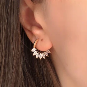 گوشواره ژوپینگ حلقه‌ای دامله نگین‌دار