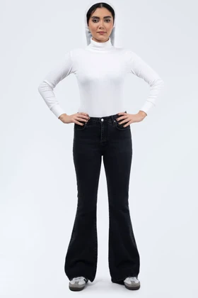 شلوار بوت کات ذغالی تیره