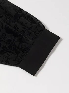 شومیز زنانه کرپ آستین بلند حریر طرحدار یقه مردانه 30100