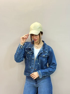 کت جین اندامی زاپ‌دار کوتاه