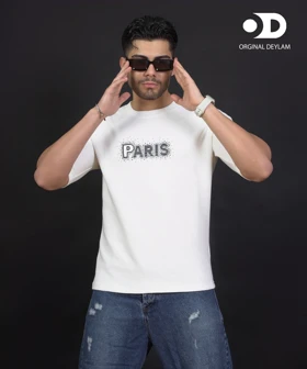 تیشرت سفید PARIS باکسی لش مستر کوالیتی کیفیت فوق استثنایی اورجینال دیلم