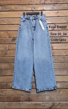 فول بگ سرمه ای و اسیدی پارچه ترک کمرکش قد 110