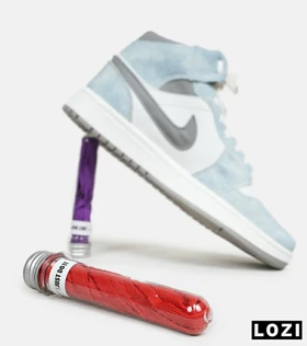 کفش کتانی ساق‌دار مردانه و زنانه سفید آبی طوسی NIKE jordan 1