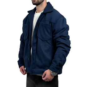 پیراهن مردانه کتی مخمل سرمه ای مدل دو جیب