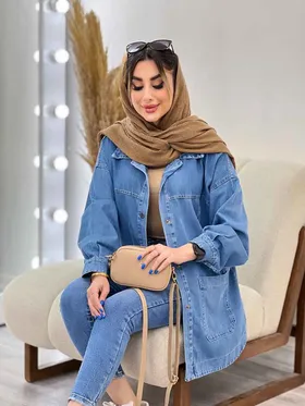 مانتو جین دو جیب پایین زاپ‌دار